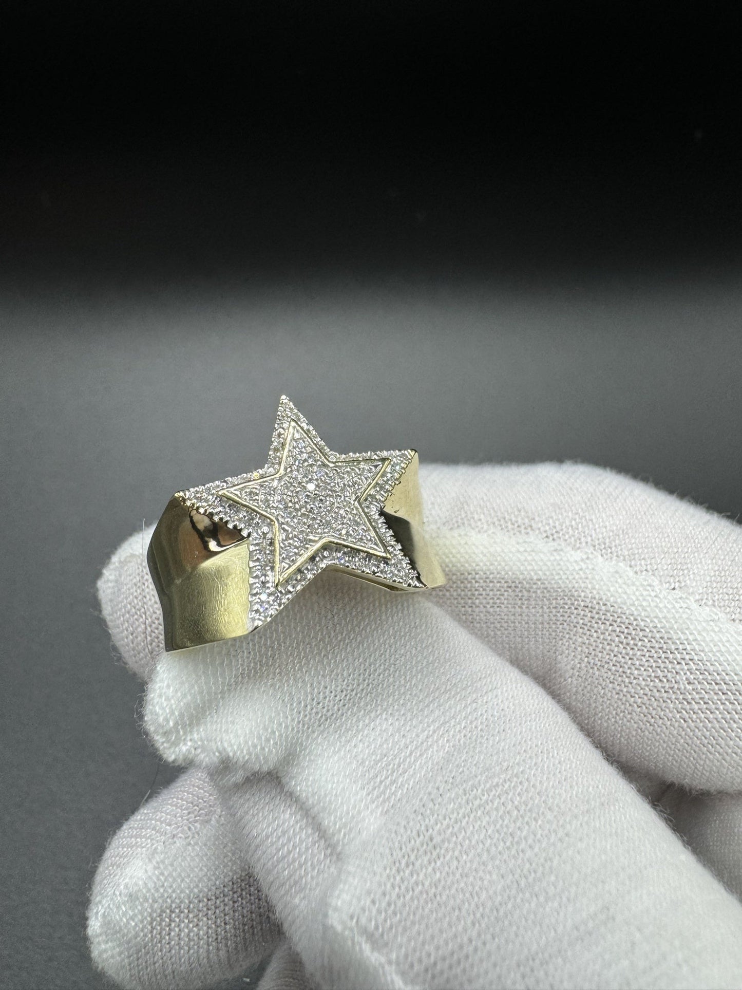 Size 8 10k Yellow Gold Star Ring est 1/2ctw Natural Diamond 3.95g