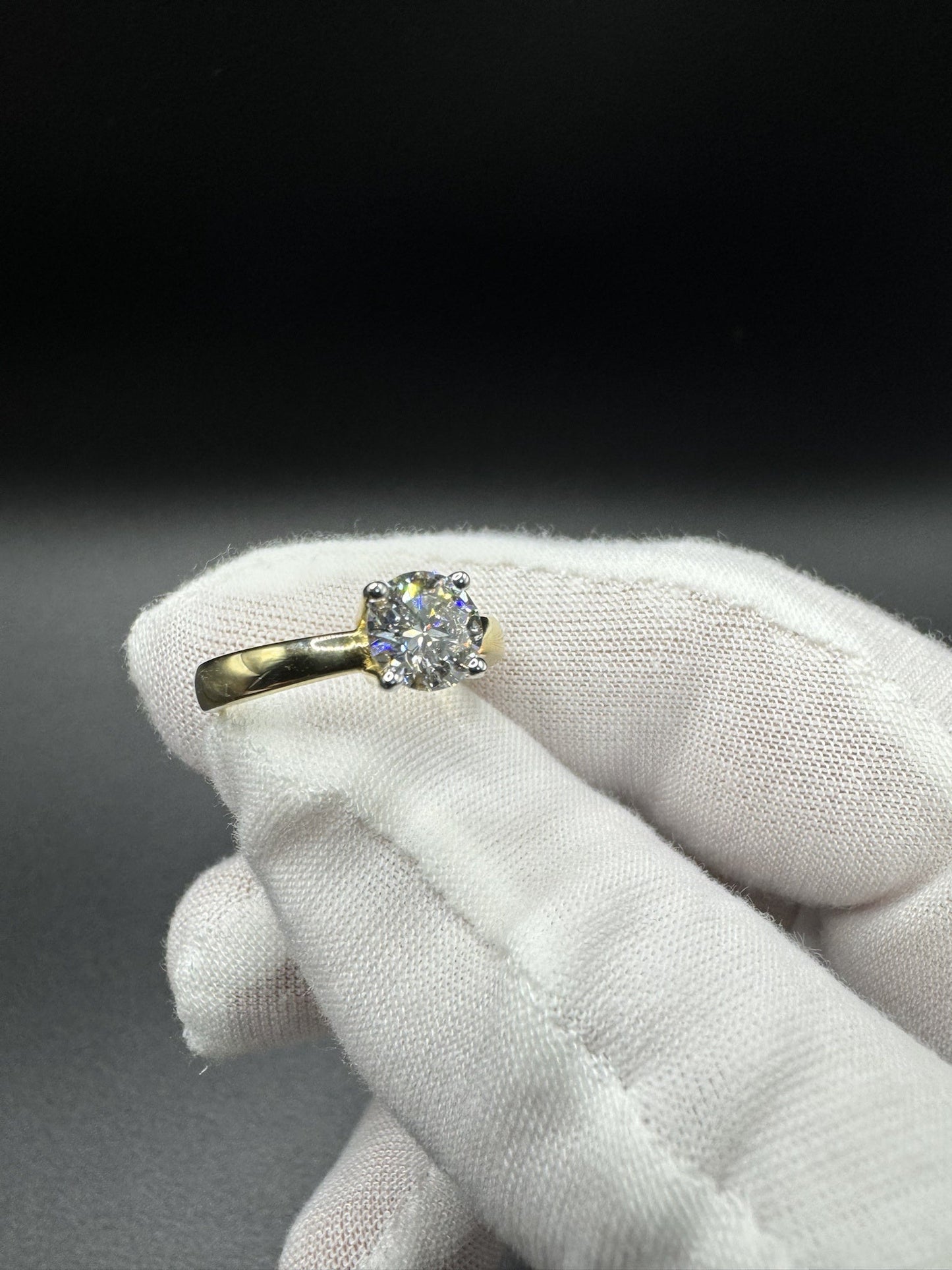 Size 7 14k Yellow Gold 3mm Band & 1ct Round VS/VVS Lab Diamond Solitaire 4.0g
