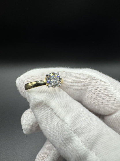 Size 7 14k Yellow Gold 3mm Band & 1ct Round VS/VVS Lab Diamond Solitaire 4.0g