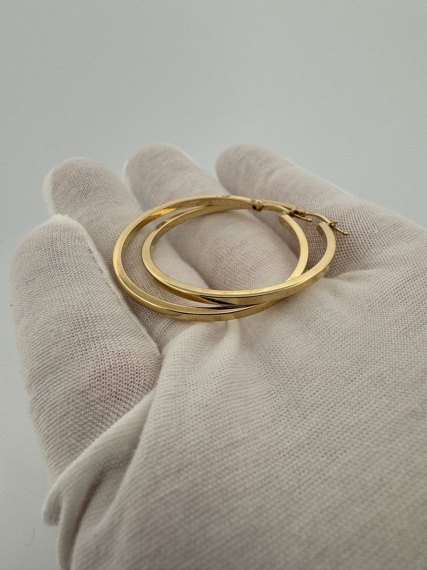 40mm 14k Yellow Flat Edge Hoops 3.5g