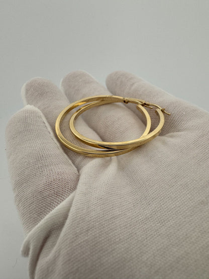 40mm 14k Yellow Flat Edge Hoops 3.5g
