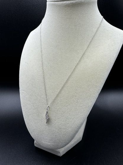 16-18” Silver Chain & 1” 1/8ctw Natural Diamond Lightning Bolt 2.2g