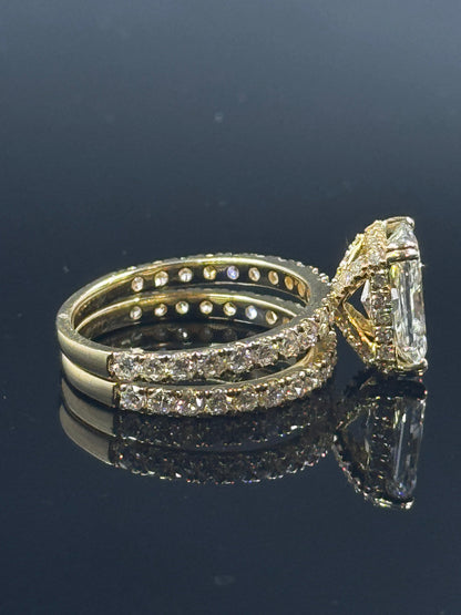 14k Yellow Gold Radiant Diamond Bridal Set – 3.90ctw, Size 7