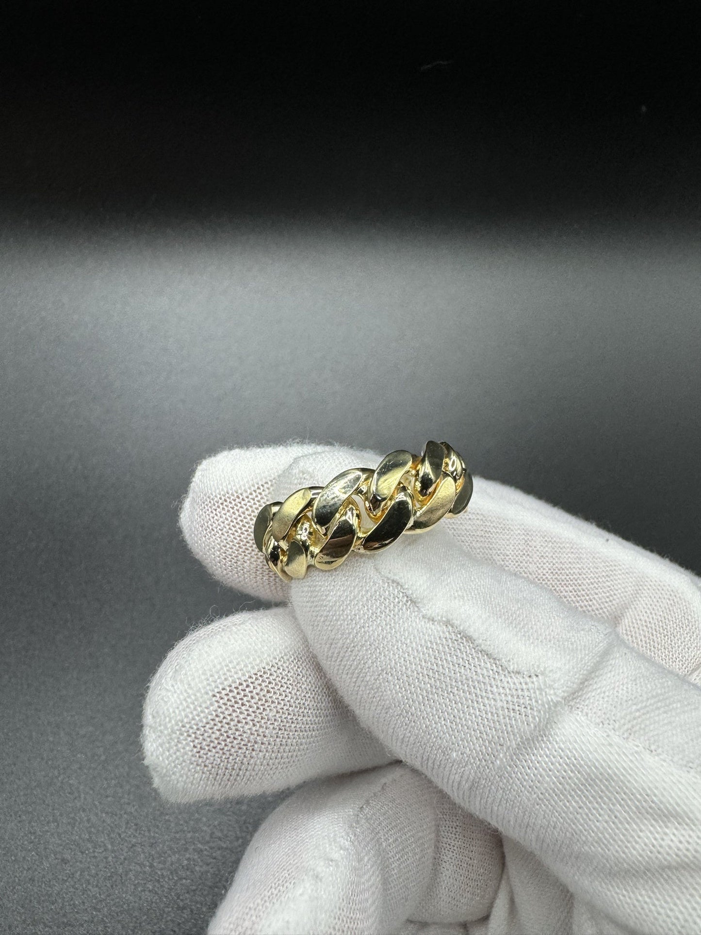 Size 10 10k Yellow Gold Cuban Link Ring 8mm 11.6g