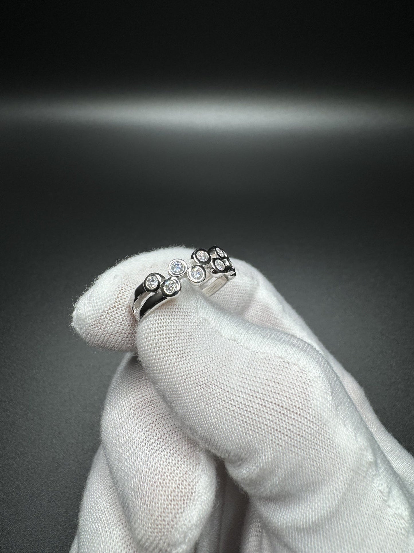 Size 7 Silver 1/2ctw Lab Diamond Bezel Set Alternating Diamond Fashion Ring 4.2g