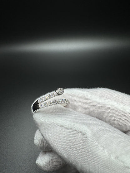 Size 8 Silver .6ctw Lab Diamond Snake/ Bypass Ring 2.5g