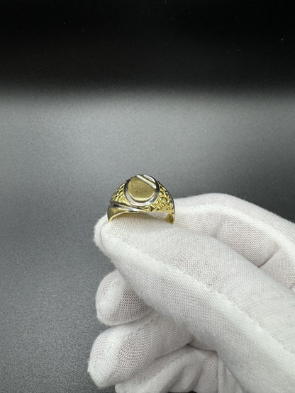 Size 10 14k Gold Two-Tone Nugget Style Signet Ring 5.82g