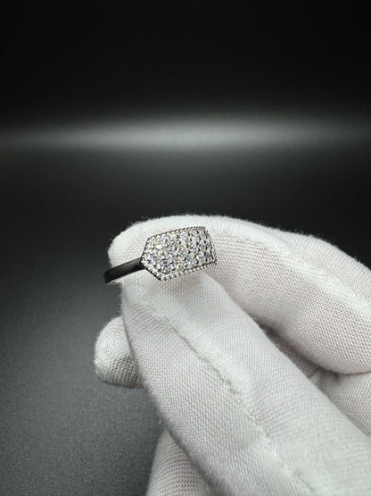 Size 7 Silver .8ctw Lab Diamond 3 Row Fashion Ring 3.2g