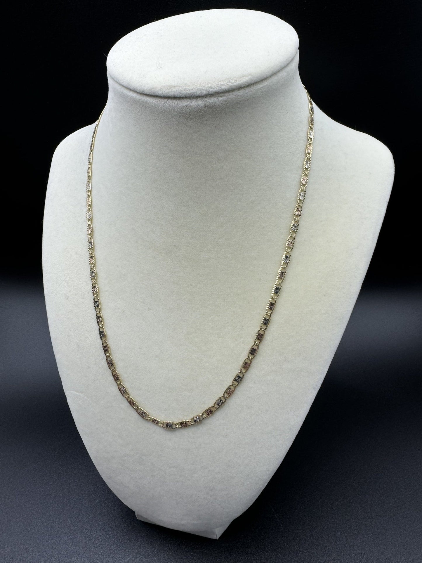 18” 14k Tri-color Diamond Cut Valentino Link 3mm 7.1g