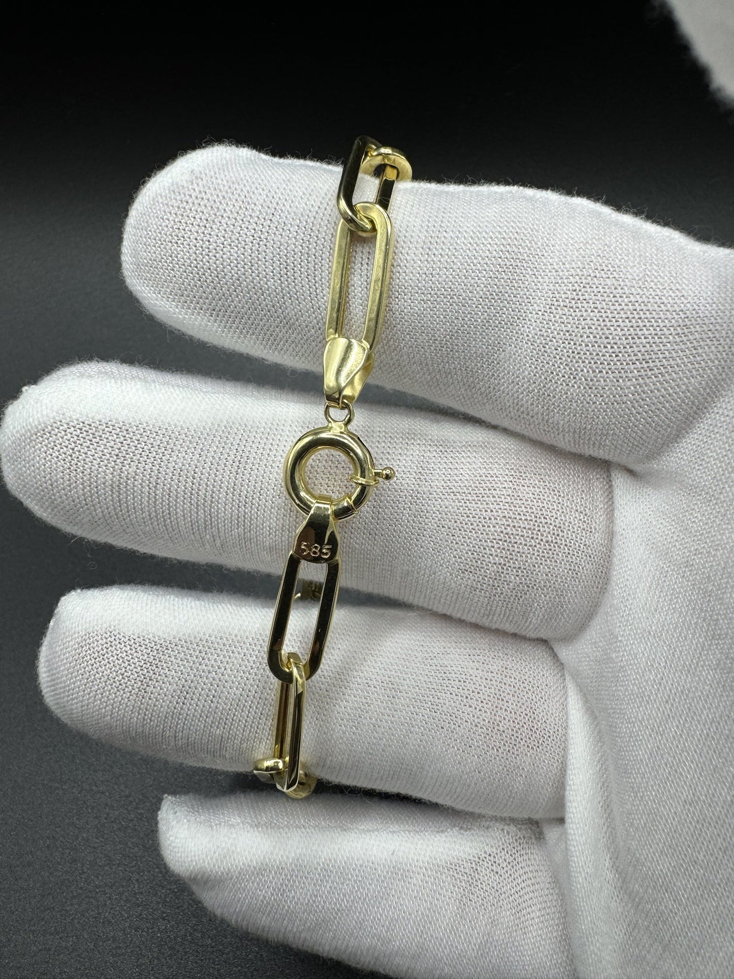 7” 14k Yellow Gold Paperclip Bracelet 6.5mm 4.3g