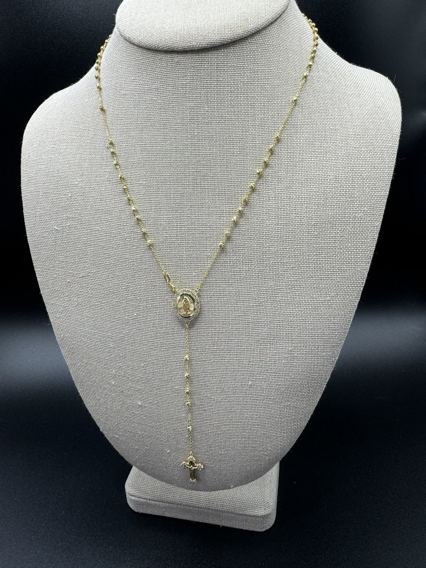 18” 10k Yellow Gold Rosary with 4” Drop 2.5mm 5.0g