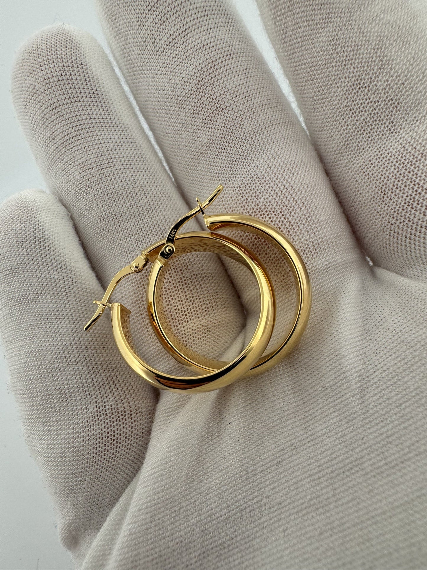 20mm x 5mm 14k Yellow Gold Flat Hoops 2.3g