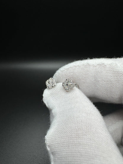 7mm Silver 1/4ctw Lab Diamond Clover/Motif Studs 1.0g
