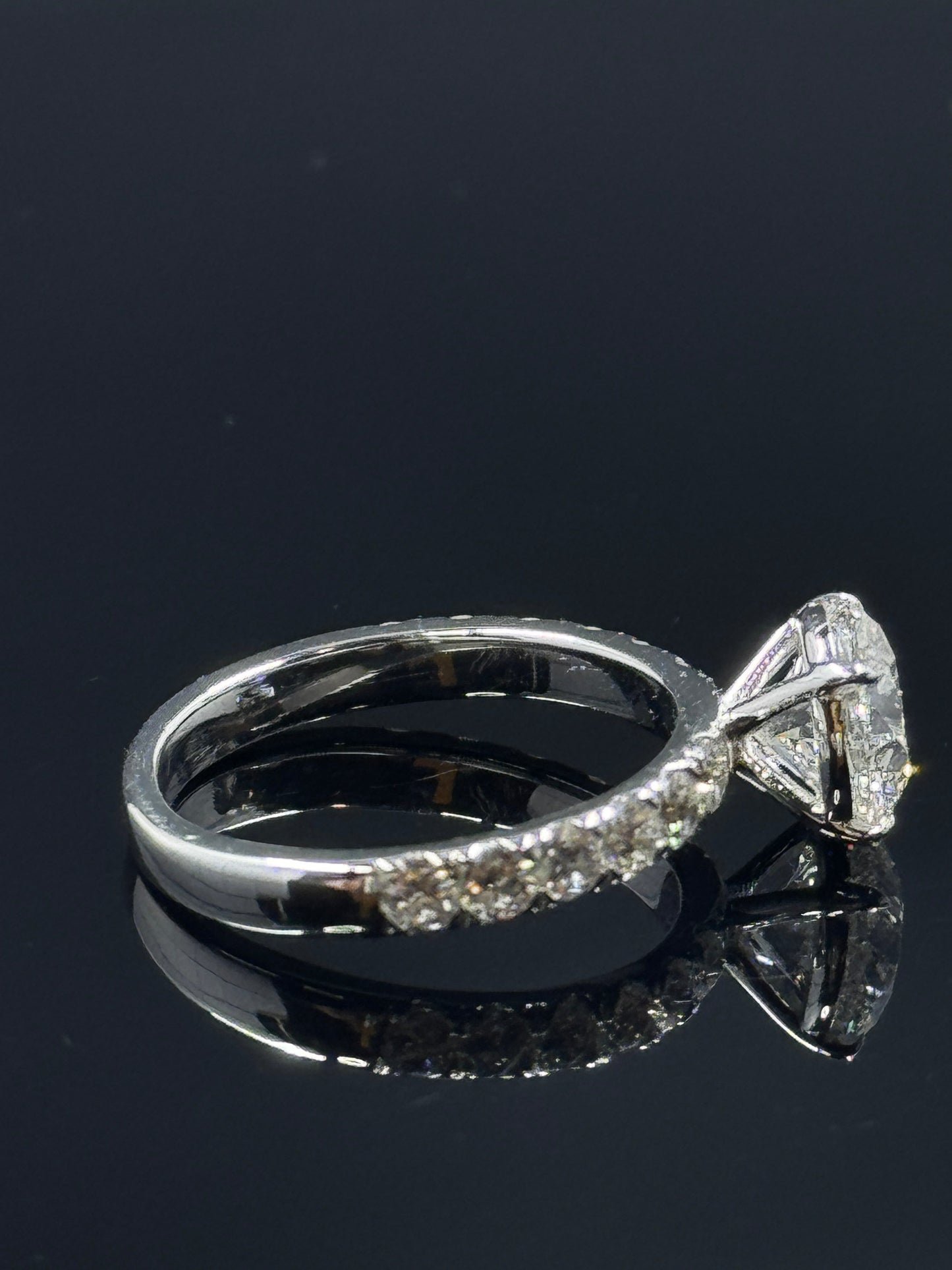 14k White Gold Custom Round Diamond Engagement Ring Setting – 2.57ctw, Size 7