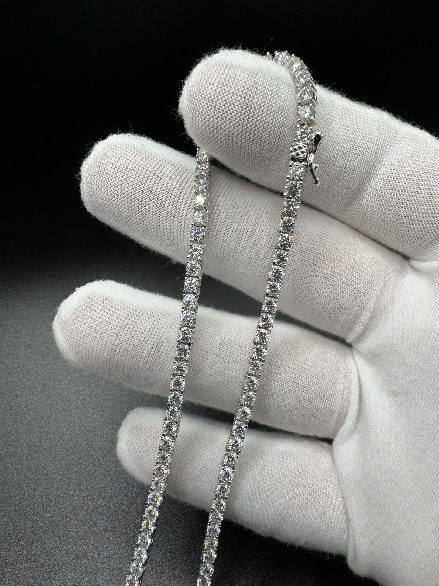 24” 3mm 22ctw Moissanite & Silver Tennis Chain 27.5g