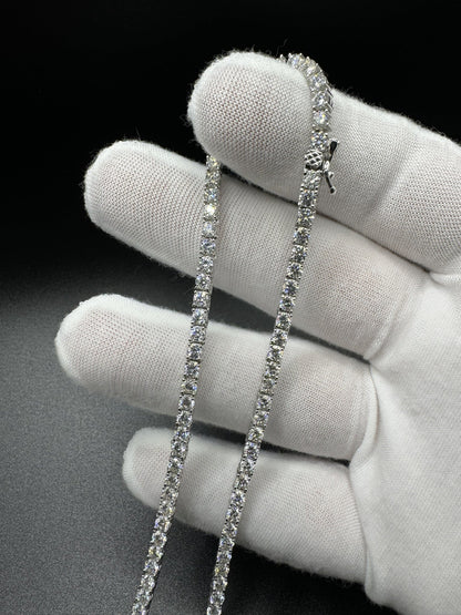 24” 3mm 22ctw Moissanite & Silver Tennis Chain 27.5g