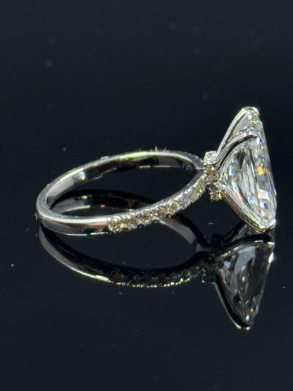 14k White Gold Radiant Diamond Engagement Ring – 5.08ct F VS1 Hidden Halo, Size 7