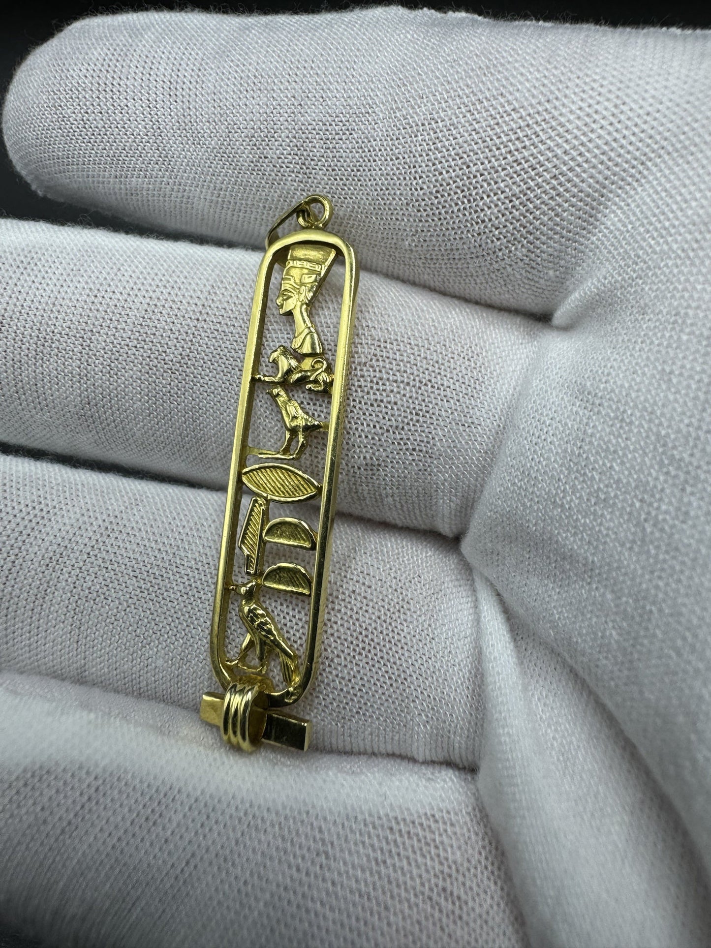 2” 18k Yellow Gold Egyptian Bar Pendant 4mm Bail 4.2g
