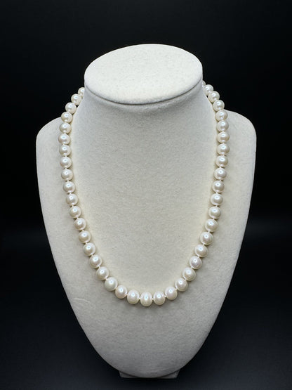 18” 14k Yellow Gold 8mm Freshwater Pearl Necklace 39.2g