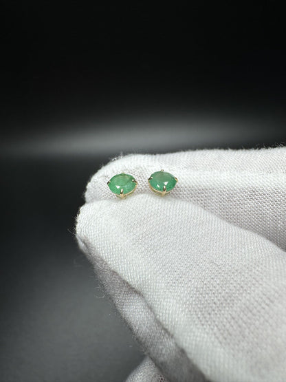 5mm 14k Yellow Gold Emerald Studs .5g