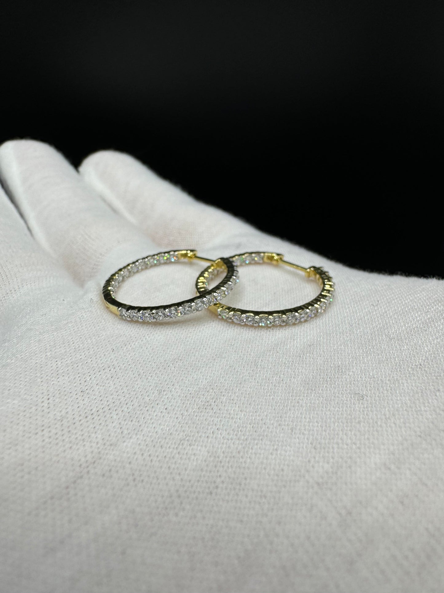 18mm 14k Yellow Gold 1ctw VS/VVS Lab Diamond Inside Out Hoops
