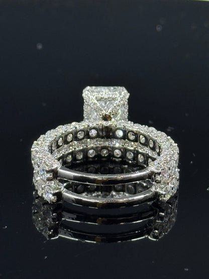 14k White Gold Radiant Diamond Bridal Set – 7.04ctw, Size 7