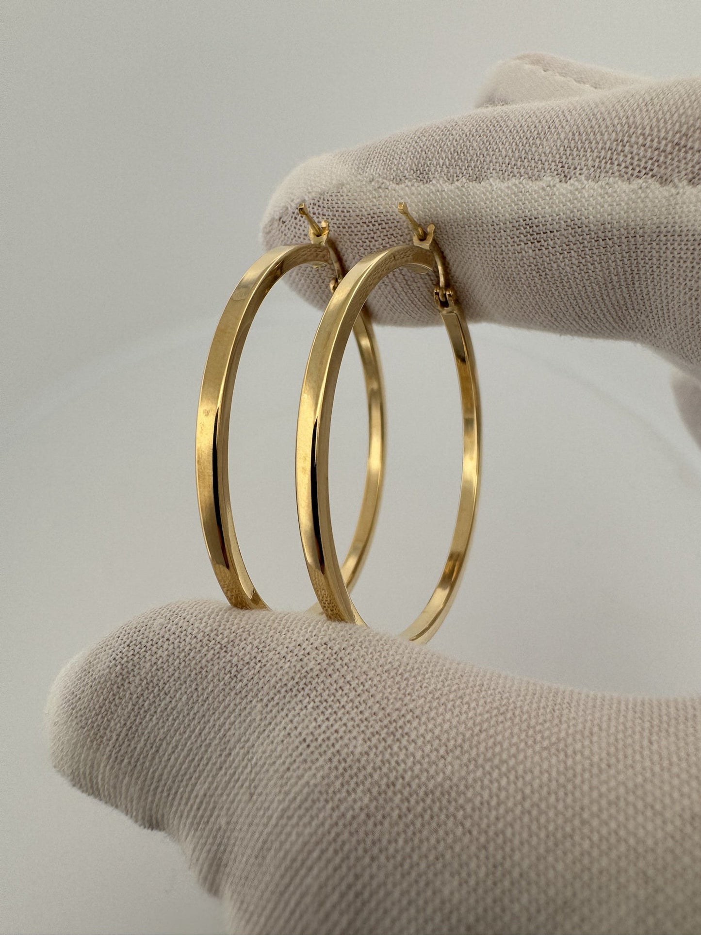 40mm 14k Yellow Flat Edge Hoops 3.5g