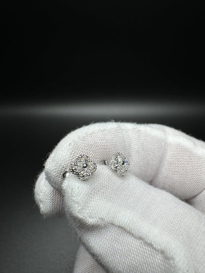 7mm Silver 1/4ctw Lab Diamond Clover/Motif Studs 1.0g