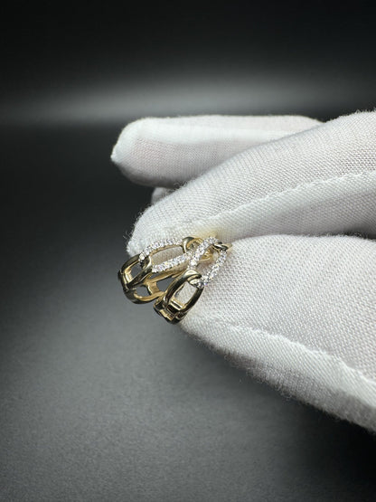 15mm 14k Yellow Gold 1/10ctw Diamond Cuban Link Huggies/Hoops 2.7g