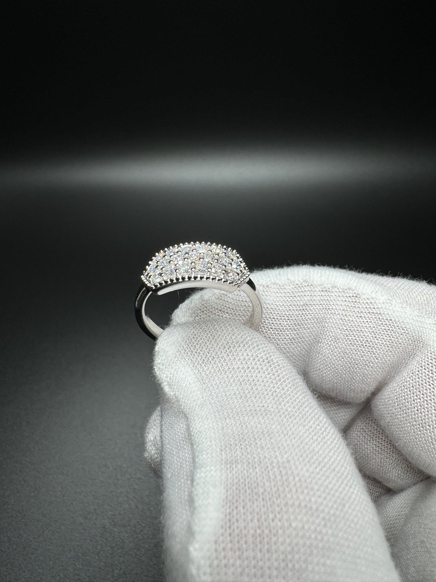 Size 7 Silver .8ctw Lab Diamond 3 Row Fashion Ring 3.2g