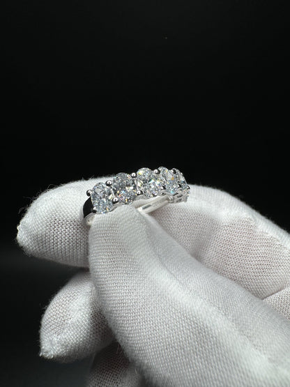 Size 7 Silver 2.25ctw 7 Stone Oval Lab Diamond Ring 2.6g