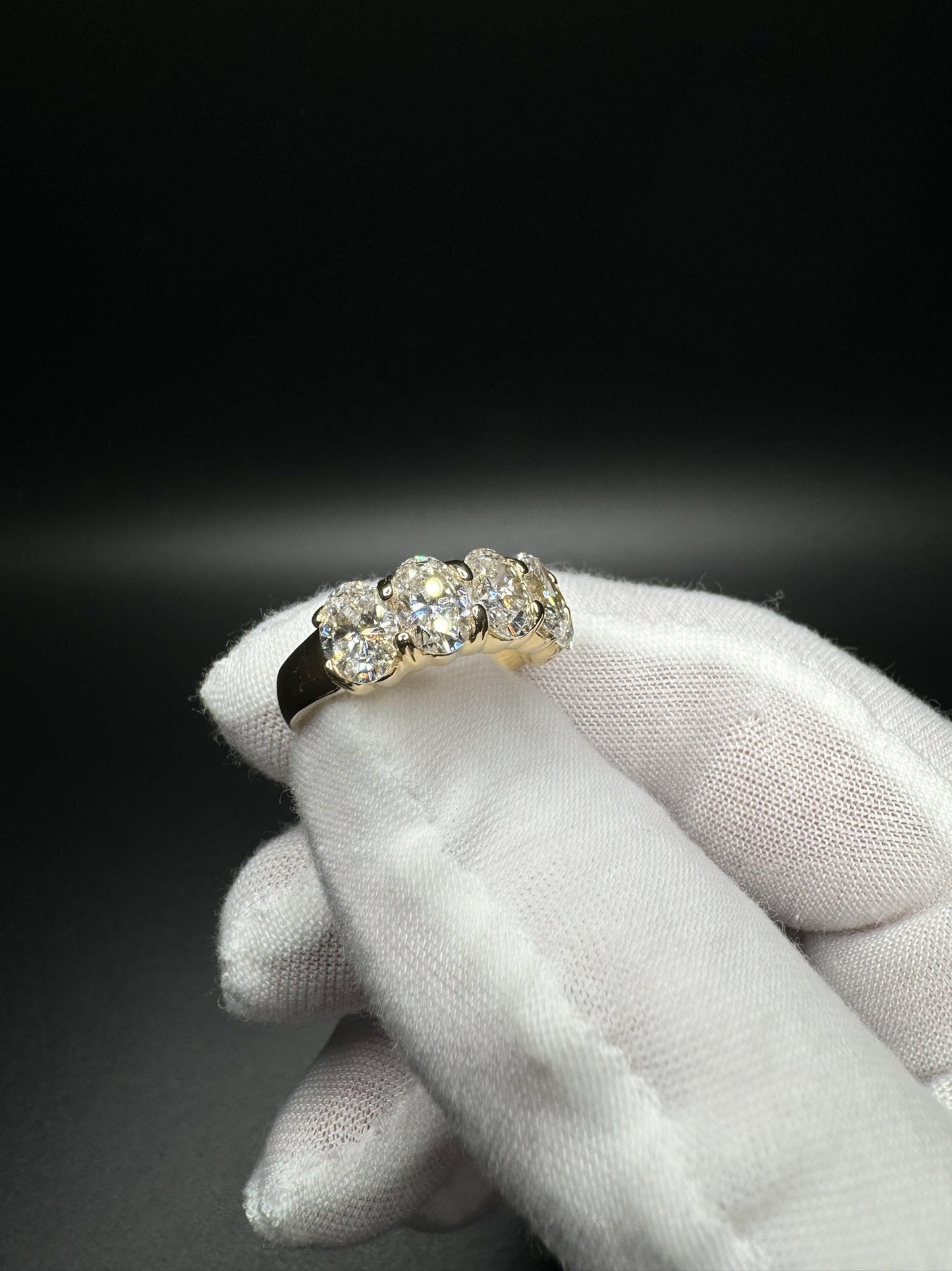 Size 7 14k Yellow Gold 4ctw Oval E-F VS/VVS 5 Stone Lab Diamond Ring 6.9g