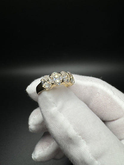 Size 7 14k Yellow Gold 4ctw Oval E-F VS/VVS 5 Stone Lab Diamond Ring 6.9g