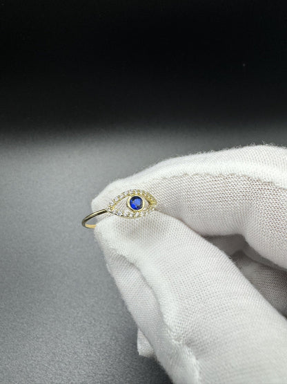 Size 6 14k Yellow Gold Evil Eye Ring 1.0g