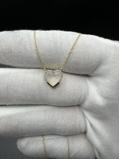 18” 10k Yellow Gold Heart Pendant Chain with 1/8ctw Natural Diamonds 1.0g