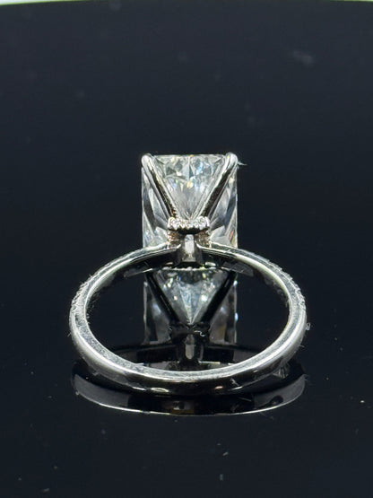 14k White Gold Radiant Diamond Engagement Ring – 5.08ct F VS1 Hidden Halo, Size 7