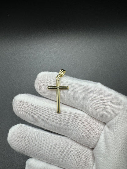 1.25” 14k Yellow Gold Thin Round Cross 4.7mm Bail 1g