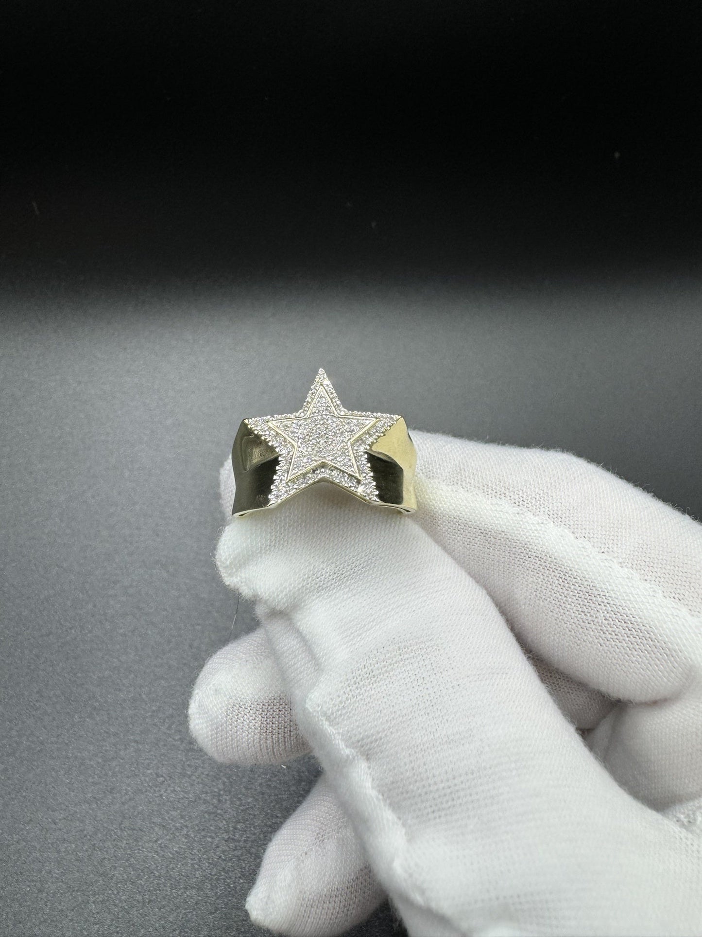 Size 8 10k Yellow Gold Star Ring est 1/2ctw Natural Diamond 3.95g