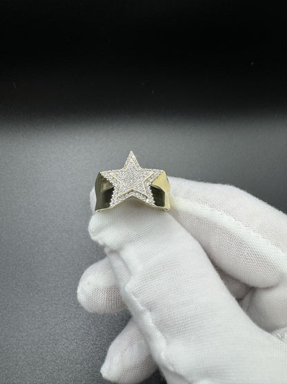Size 8 10k Yellow Gold Star Ring est 1/2ctw Natural Diamond 3.95g