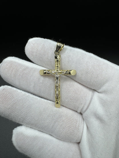 2” 14k Yellow Gold Cross/Crucifix 5.6mm Bail 3.51g