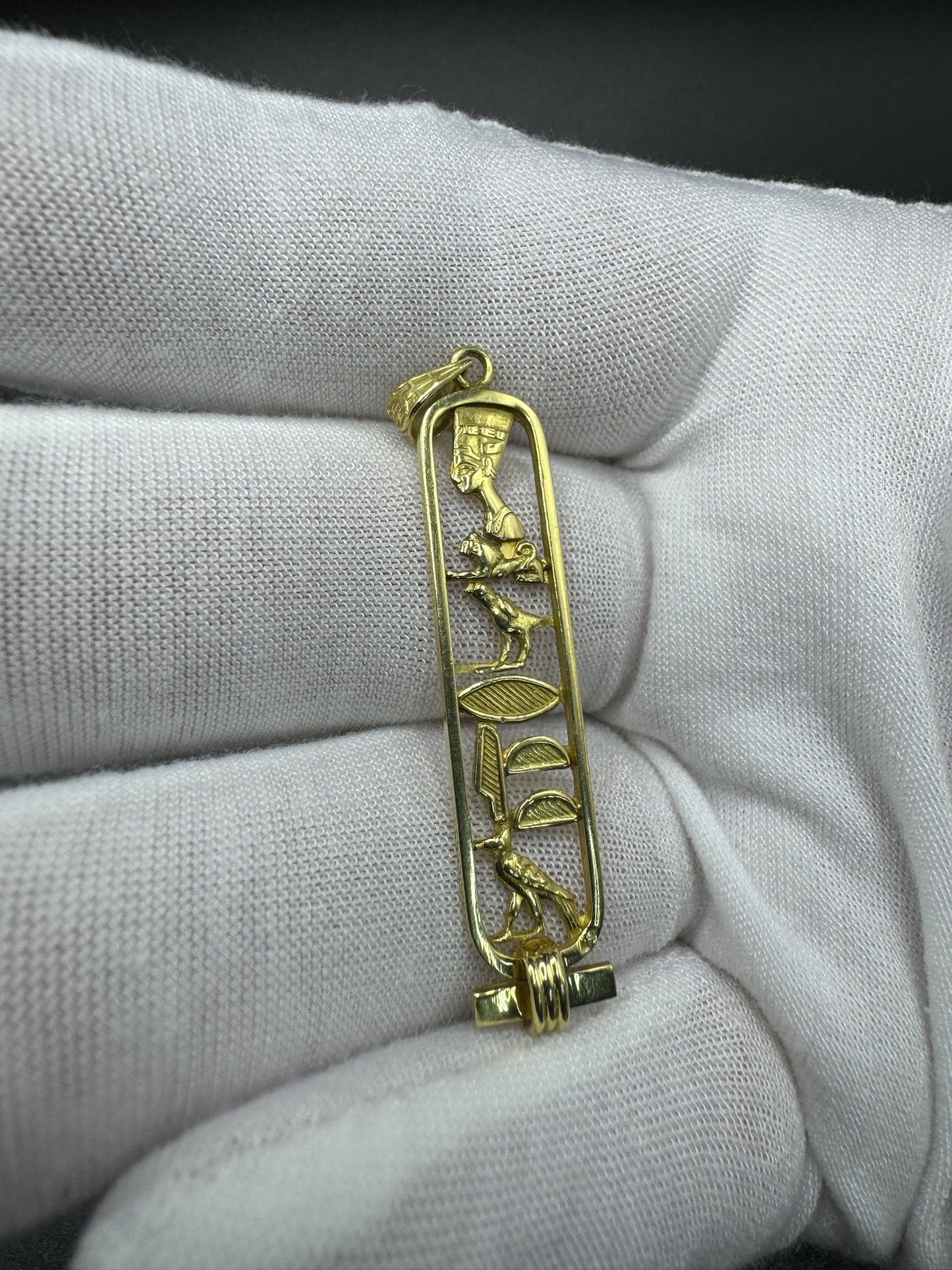 2” 18k Yellow Gold Egyptian Bar Pendant 4mm Bail 4.2g