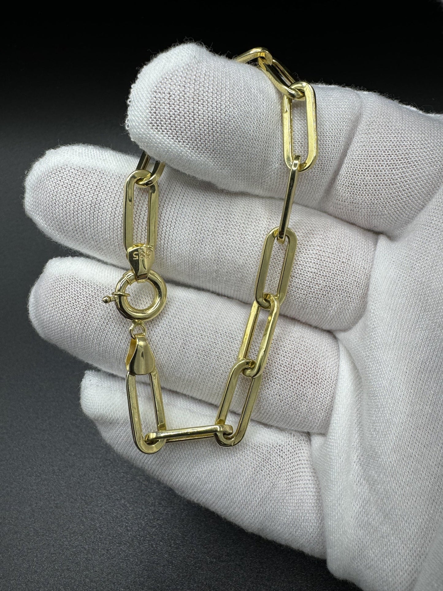 7” 14k Yellow Gold Paperclip Bracelet 6.5mm 4.3g