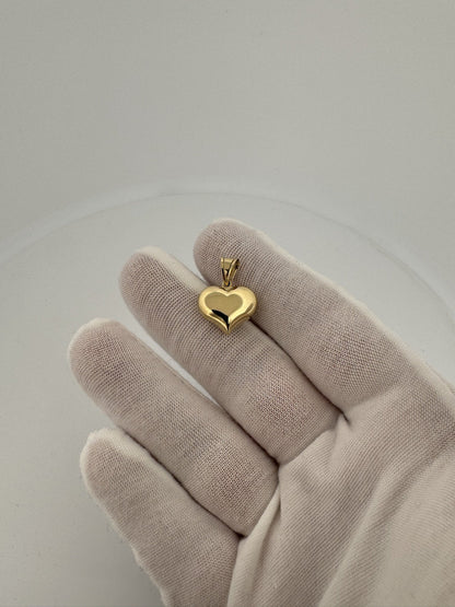 3/4” 14k Yellow Gold Puff Heart Pendant 4.5mm Bail 1.1g
