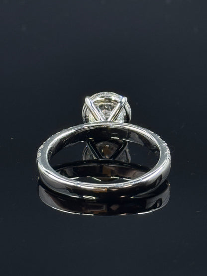 14k White Gold Custom Round Diamond Engagement Ring Setting – 2.57ctw, Size 7