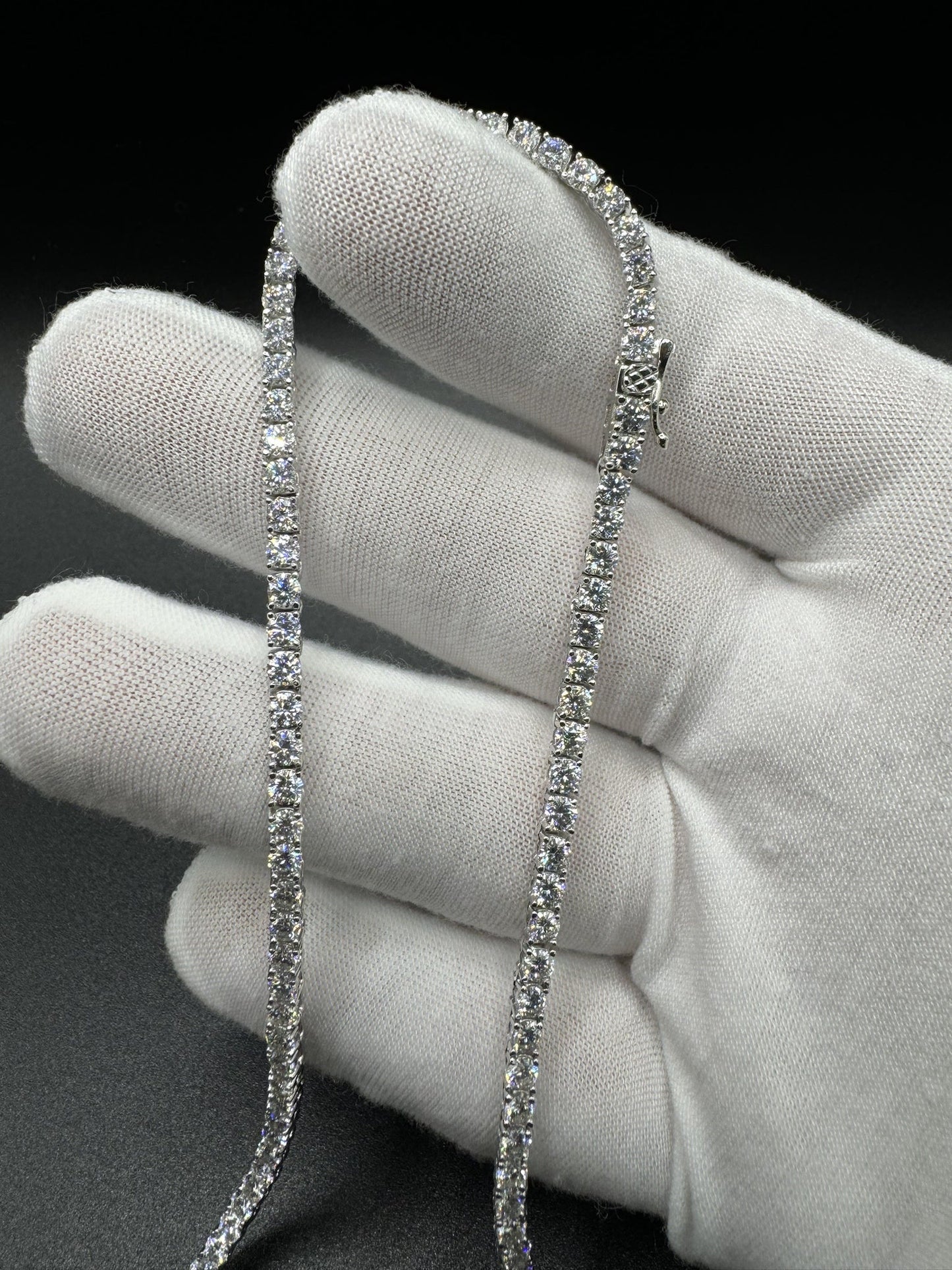 20” 3mm 15ctw Moissanite & Silver Tennis Chain 22.4g