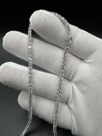20” 3mm 15ctw Moissanite & Silver Tennis Chain 22.4g