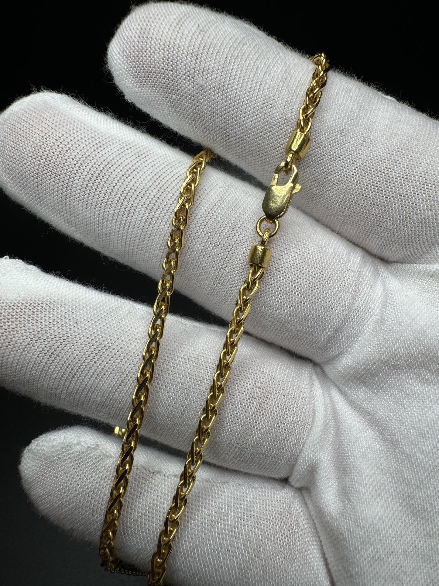 26” 18k Yellow Gold Wheat Chain 2.5mm 25.8g