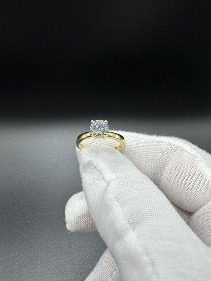 Size 7 14k Yellow Gold 3mm Band & 1ct Round VS/VVS Lab Diamond Solitaire 4.0g