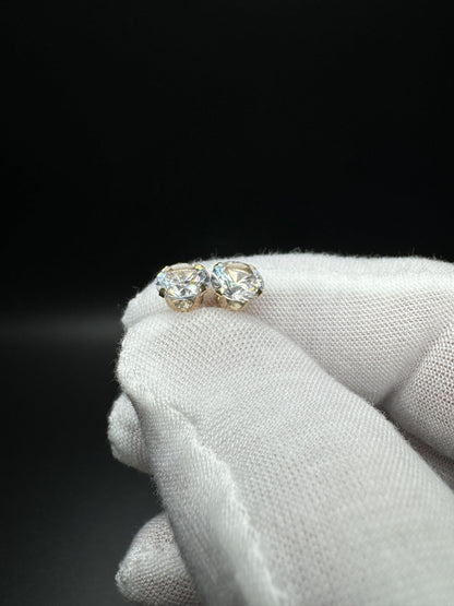 7mm 10k Yellow Gold Lab White Sapphire Studs 1.0g
