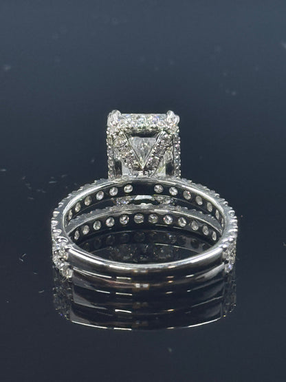 14k White Gold Radiant Diamond Bridal Set – 4.97ctw, Size 7